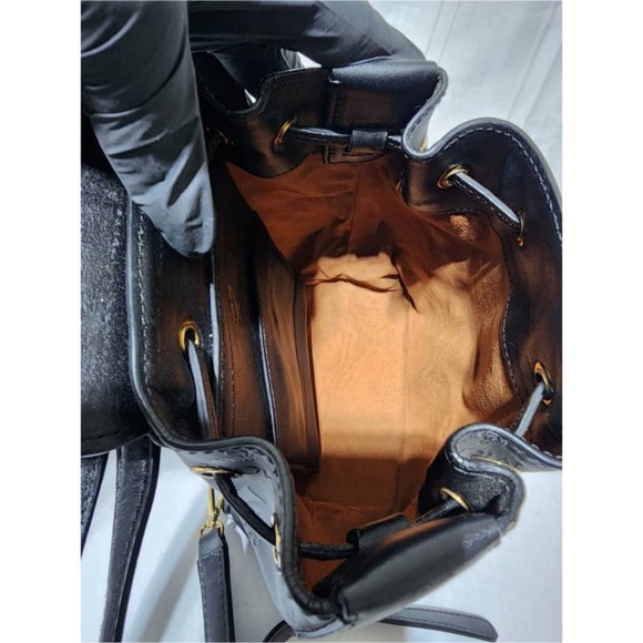 Authentic MCM Visetos Leather Drawstring Backpack Black - Picture 11 of 13